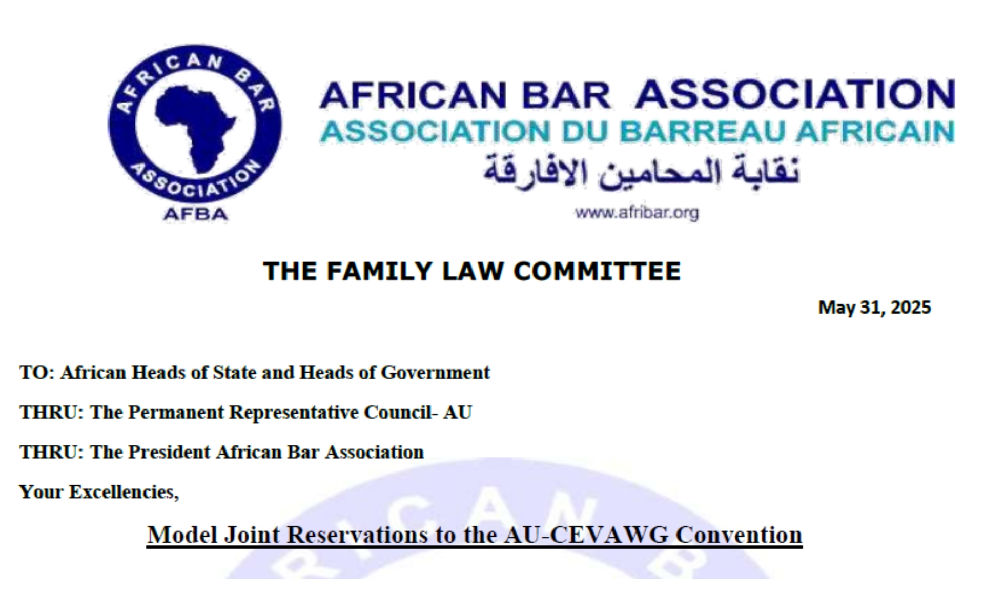 Model Reservations to the AU-CEVAWG