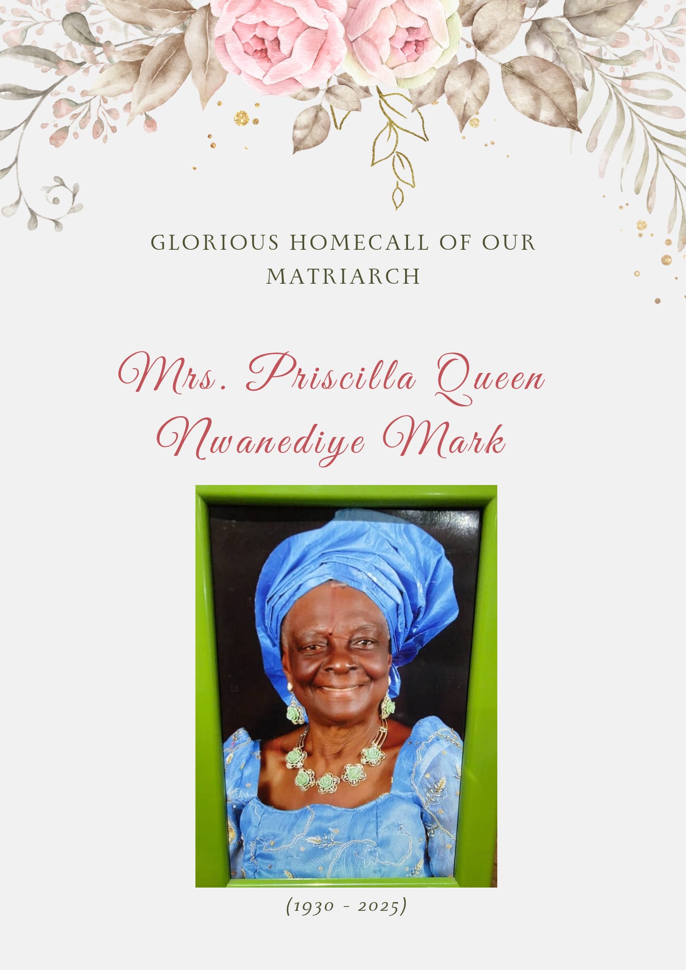 Matriarch of the Mark Family Passes at 95, Burial Rites Announced